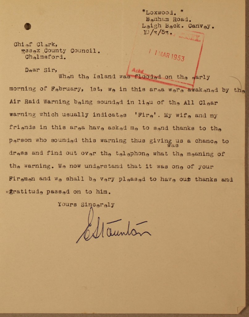 Letter from Mr E. Staunton (C/DC 11/Fd43)
